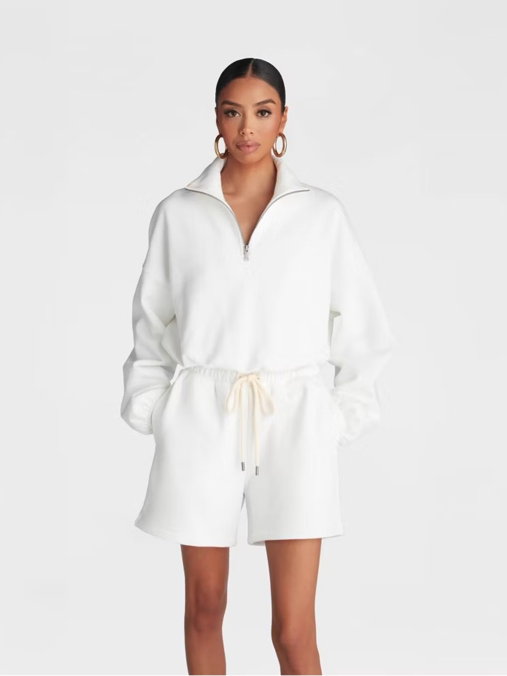 KBB by KAHLANA Women's Pullover 'The Quarter Zip Sweatshirt' - White